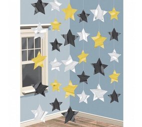 Amscan Hang Decoration Star Silber-Gold | 3 Stück