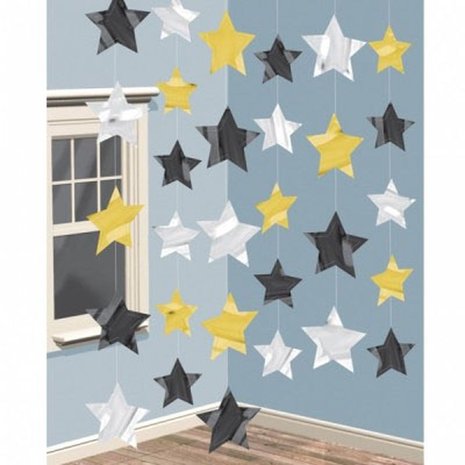 Amscan Spring décoration Star Silver-Gold | 3 pièces