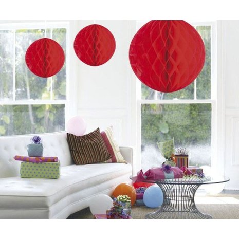 Ballon de nid d'abeille maxi rouge | 50cm