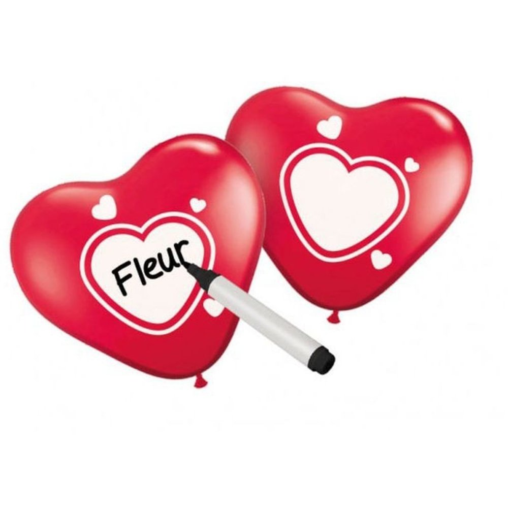Folat Ballon geschriebenes Herzform rot | 6 Stück