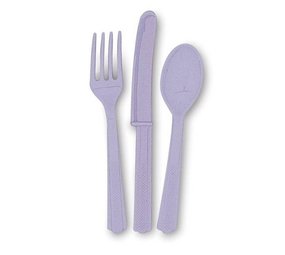 Unique Party Cutlery Lavender - Lila 18 -piece