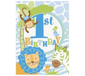 Uitnodiging 1 jaar Safari Boy 8 stuks Uitnodiging 1 jaar Safari Boy 8 stuks
