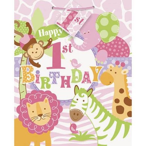 Gift bag Medium 1 jaar Safari Girl