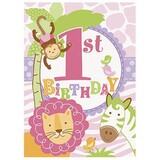 Uitnodiging 1 jaar Safari Girl 8 stuks Uitnodiging 1 jaar Safari Girl 8 stuks