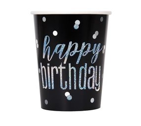 Tasse de café Glitz Joyeux anniversaire noir 8 pièces Tasse de café Glitz Joyeux anniversaire noir 8 pièces