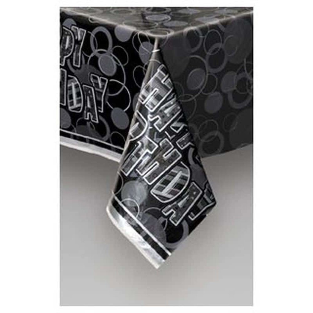 Tablecloth Glitz Happy Birthday Black Tablecloth Glitz Happy Birthday Black
