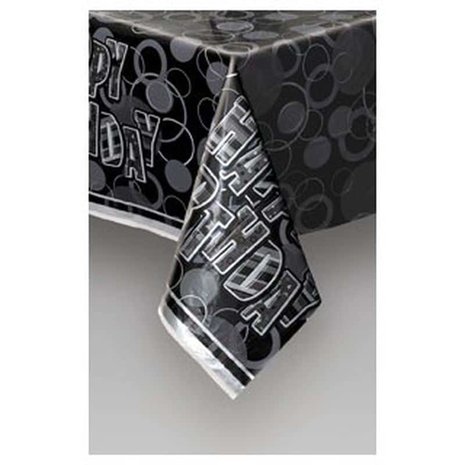 Tafelkleed Glitz Happy Birthday zwart Tafelkleed Glitz Happy Birthday zwart