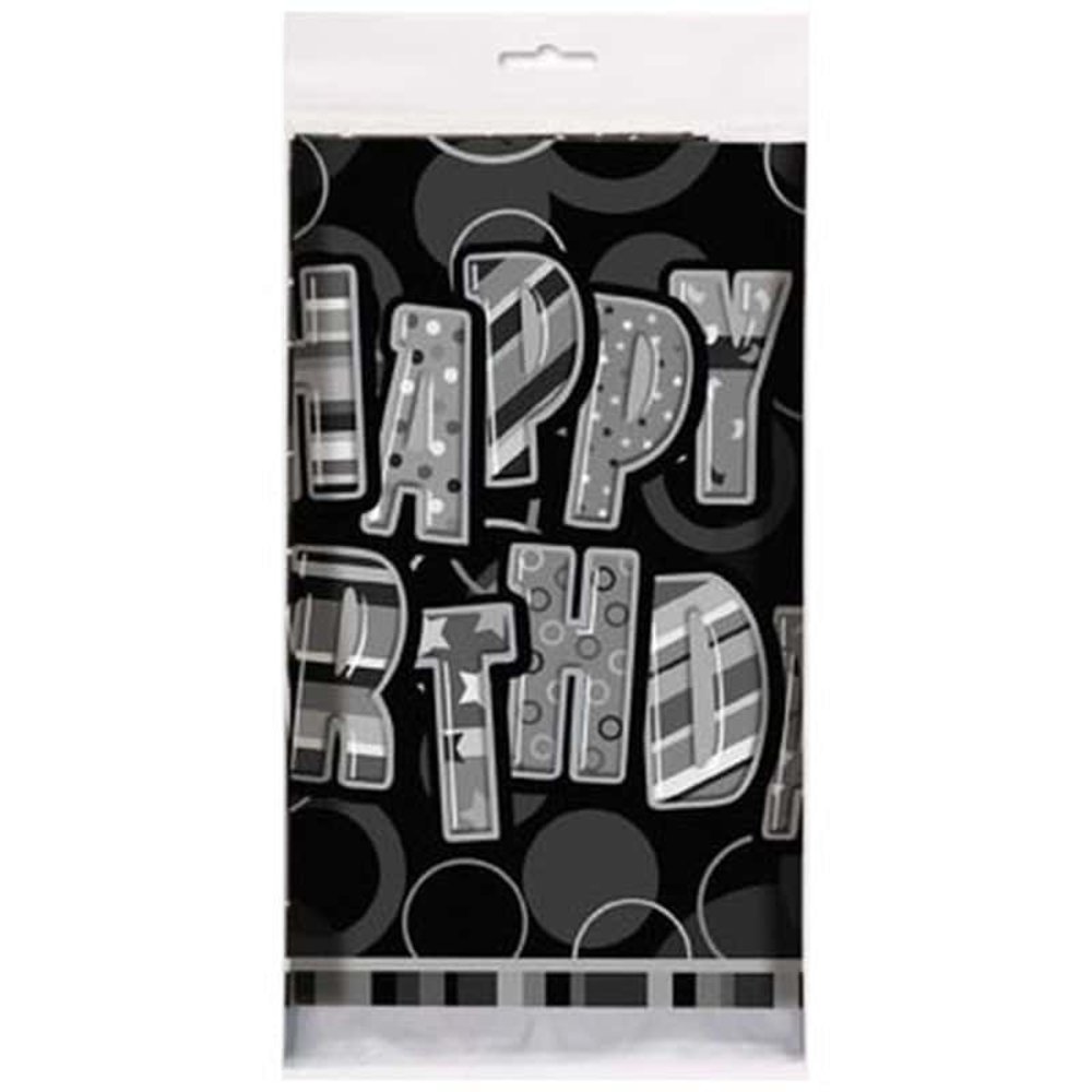 Nappe glitz joyeux anniversaire noir Nappe glitz joyeux anniversaire noir