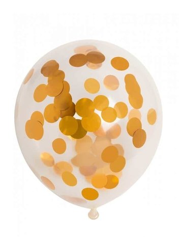 Ballon transparent mit Gold Confetti | 6 Stück Ballon transparent mit Gold Confetti | 6 Stück