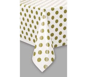 Tablecloth white with golden dots 137 x 274 cm Tablecloth white with golden dots 137 x 274 cm