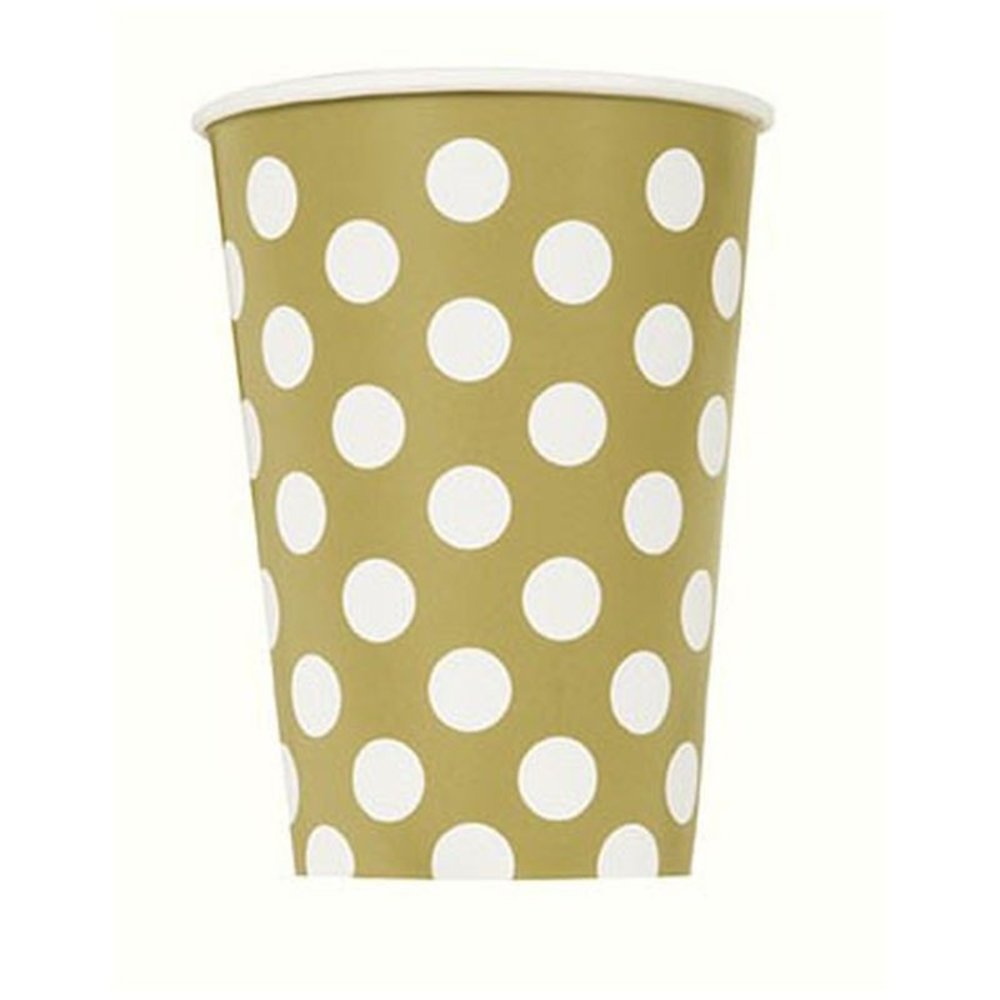 Tasse d'or avec des points blancs 260ml | 6 morceaux