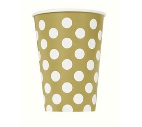 Cup gold with white dots 260ml | 6 pieces
