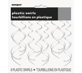Decoratie Unique swirl zilver 65cm | 8 stuks