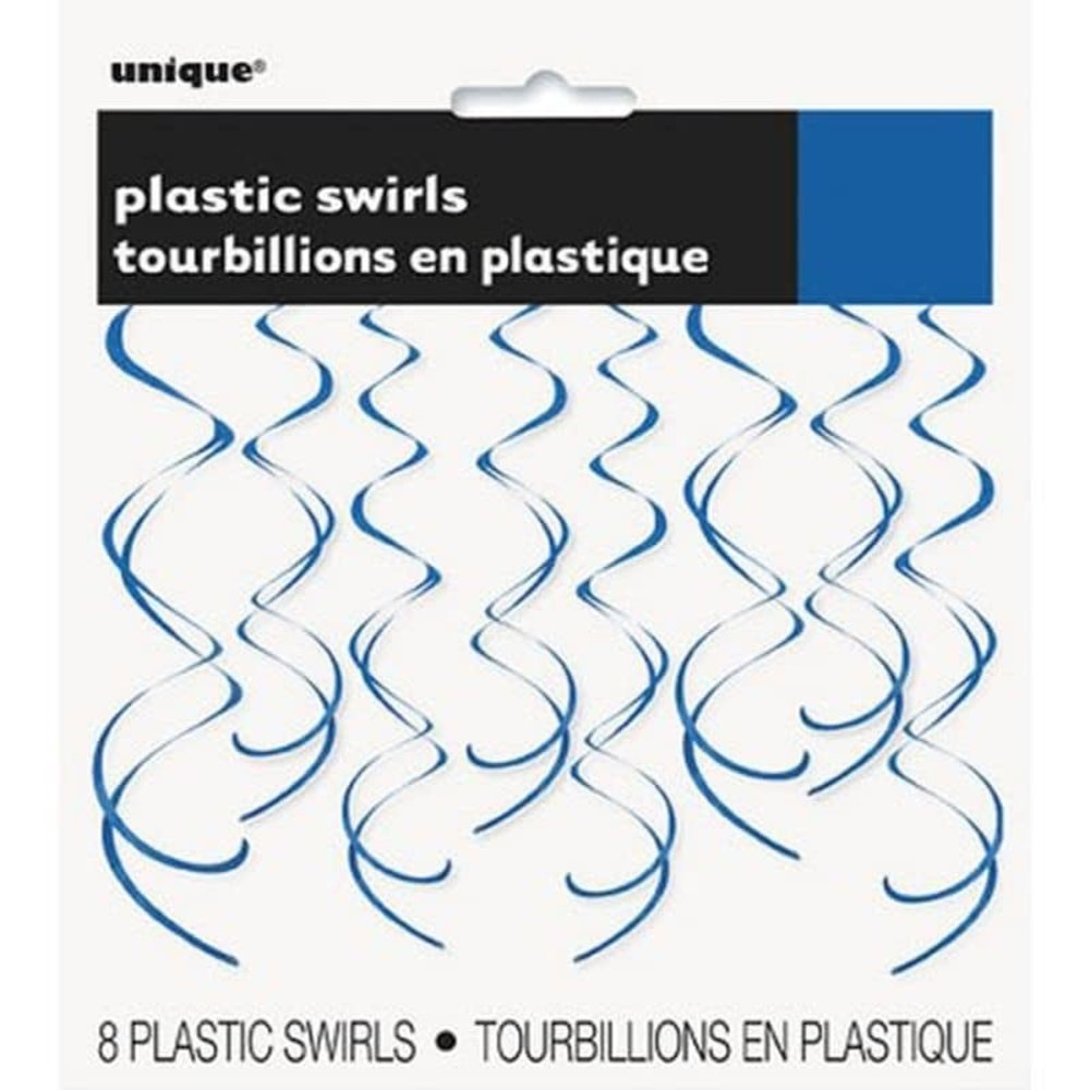 Decoratie Unique swirl royal blue 65cm | 8 stuks