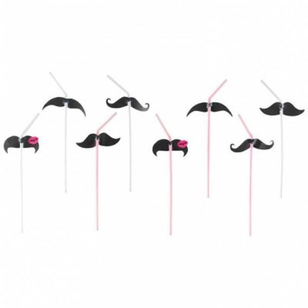 Straws Mustache - Mustache Pink 8 pieces
