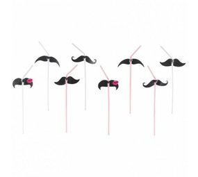 Straws Mustache - Mustache Pink 8 pieces