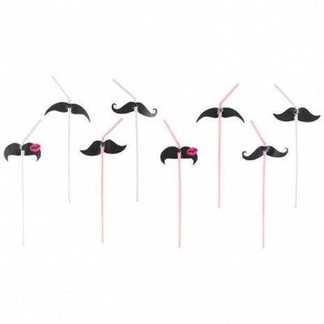 Straws Mustache - Mustache Pink 8 pieces