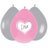 Balloon Fille forée avec coeur 6 morceaux