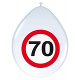 Ballonnen 70 jaar Verkeersbord 30cm | 8 stuks Ballonnen 70 jaar Verkeersbord 30cm | 8 stuks