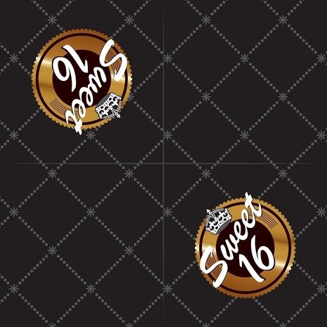 Servet Sweet 16 zwart-goud 20 stuks Servet Sweet 16 zwart-goud 20 stuks