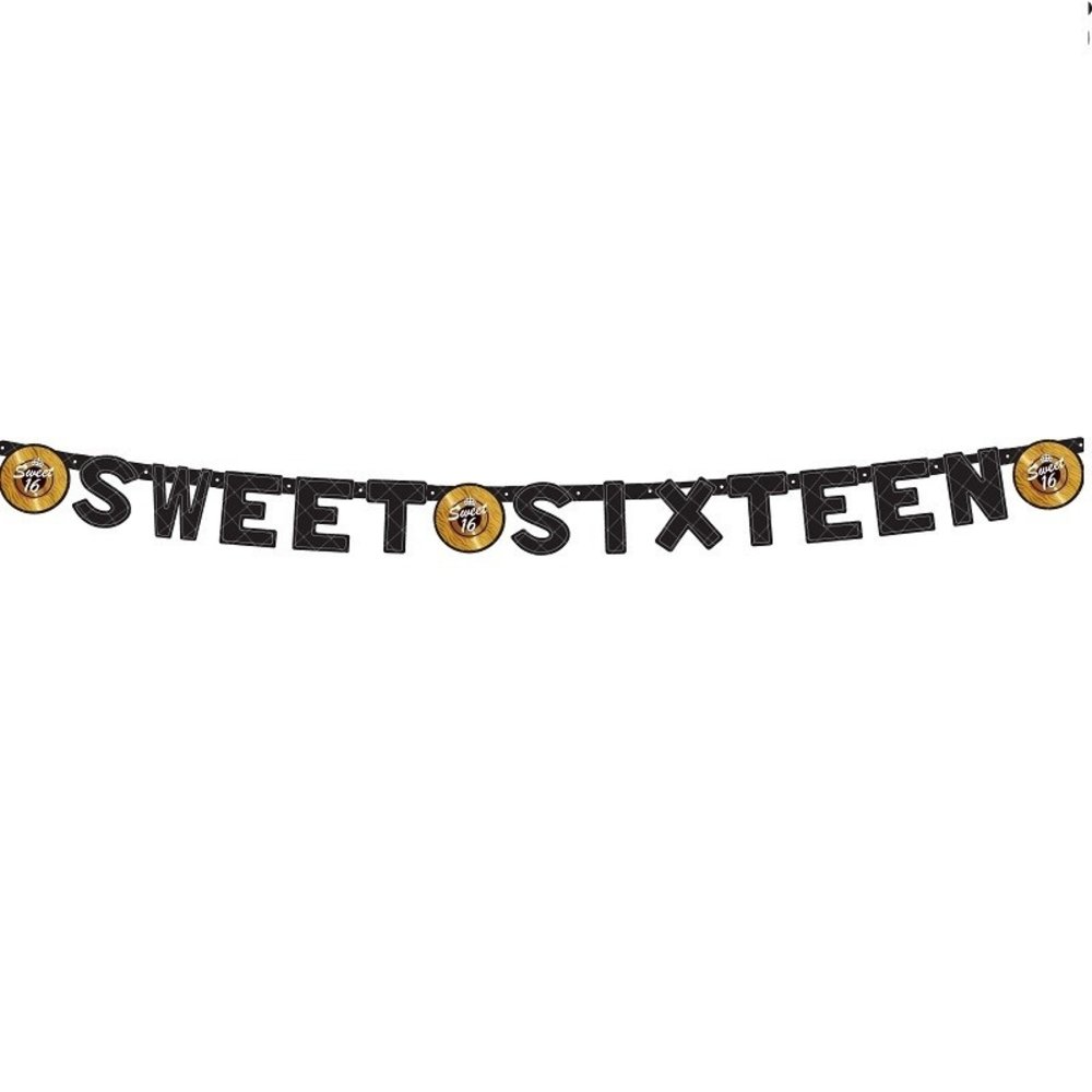 Letterslinger Sweet 16 zwart-goud Letterslinger Sweet 16 zwart-goud