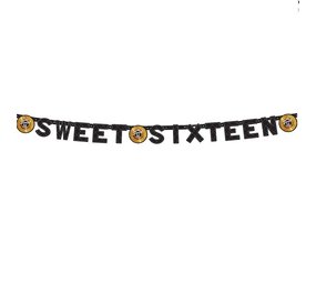 Letter garland Sweet 16 Black-Gold Letter garland Sweet 16 Black-Gold