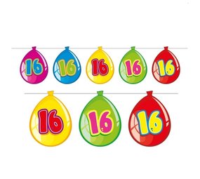 Flag -Linie Slingerballon Form 16 Jahre | 10 Meter Flag -Linie Slingerballon Form 16 Jahre | 10 Meter