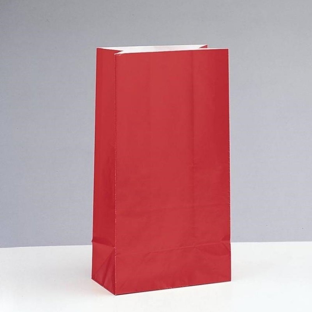 Unique Party Feestzak rood papier 14x26cm | 12 stuks