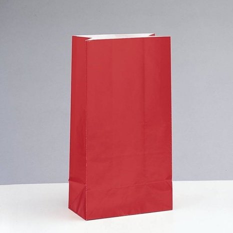 Unique Party Feestzak rood papier 14x26cm | 12 stuks