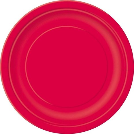 Unique Party Assiette rubis rouge 23cm | 16 pièces
