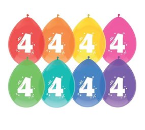 Ballonnen 4 jaar frisse kleuren | 8 stuks Ballonnen 4 jaar frisse kleuren | 8 stuks