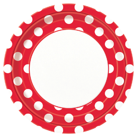 Plate red with white dots 23cm | 8 pieces Plate red with white dots 23cm | 8 pieces