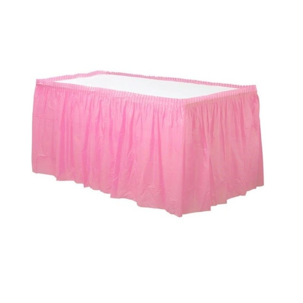 Unique Party Tischrock Lovely rosa Plastik | 73 cm x 426 cm Unique Party Tischrock Lovely rosa Plastik | 73 cm x 426 cm