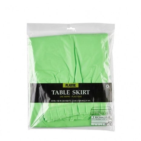 Tafel rok lime groen plastic | 73cm x 426cm Tafel rok lime groen plastic | 73cm x 426cm