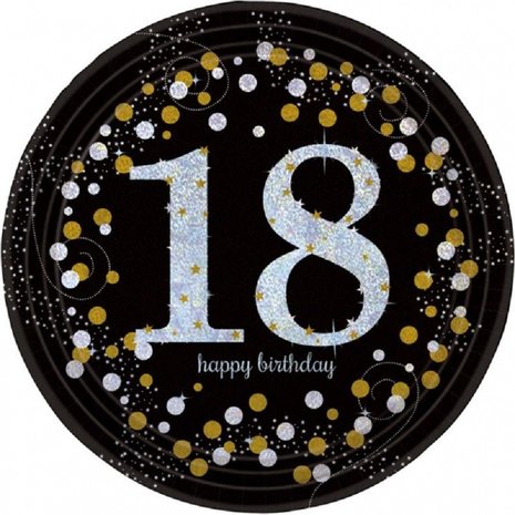 Tableau noir 18 ans étincelant argent-or | 8 pièces
