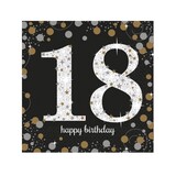 Amscan Napkin 18 years sparkling silver-gold 16 pieces Amscan Napkin 18 years sparkling silver-gold 16 pieces