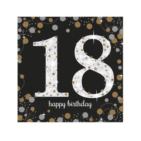 Amscan Servet 18 ans étincelant argent-or 16 pièces