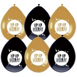 Luftballons Hip Hip Hurra Gold & Black | 6 Stück Luftballons Hip Hip Hurra Gold & Black | 6 Stück