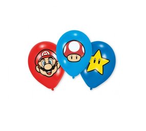 Amscan Ballonnen Super Mario Bros 28cm | 6 stuks Amscan Ballonnen Super Mario Bros 28cm | 6 stuks