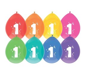 Haza - Witbaard Ballonnen 1 jaar frisse kleuren | 8 stuks