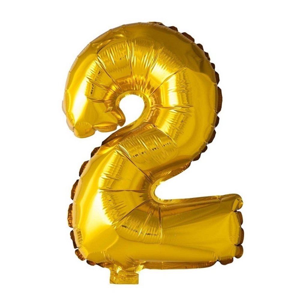 Globos Nordic Folienballon Zahl 2 Gold | 40 cm