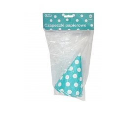 Punthoedje blauw - turqoise met stippen | 6 stuks Punthoedje blauw - turqoise met stippen | 6 stuks