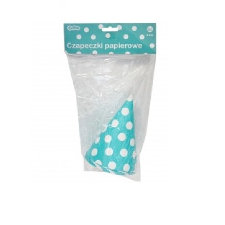 Punthoedje blauw - turqoise met stippen | 6 stuks