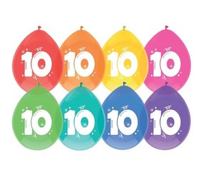Haza - Witbaard Ballonnen 10 jaar  frisse kleuren | 8 stuks