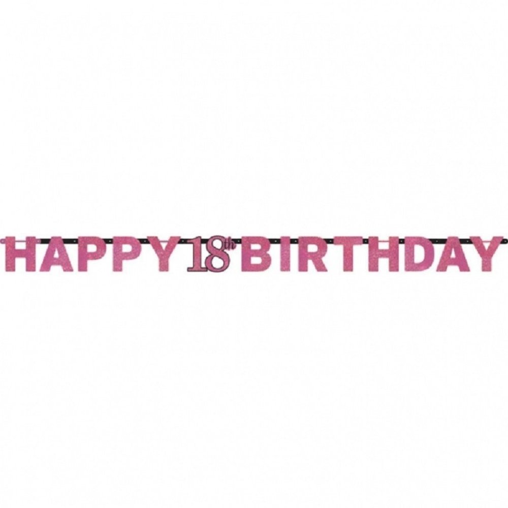 Amscan Letter garland Happy 18 Birthday Sparkling Pink 213x16cm | per Unit Amscan Letter garland Happy 18 Birthday Sparkling Pink 213x16cm | per Unit