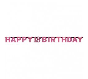 Amscan Guirlande de lettres Happy 18 Birthday Rose Pétillant 213x16cm | par unité Amscan Guirlande de lettres Happy 18 Birthday Rose Pétillant 213x16cm | par unité