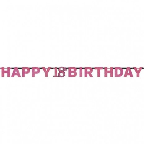 Amscan Guirlande de lettres Happy 18 Birthday Rose Pétillant 213x16cm | par unité