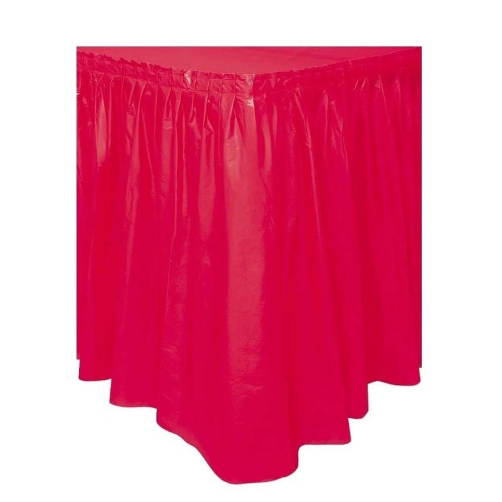 Jupe de table en plastique rouge | 73cm x 426 cm