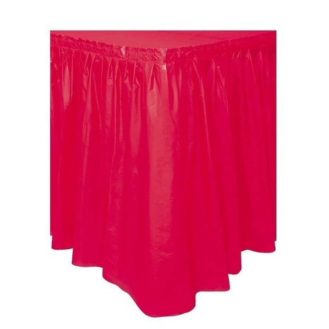 Jupe de table en plastique rouge | 73cm x 426 cm