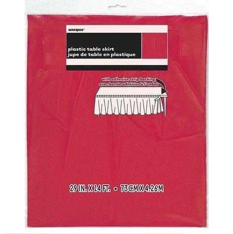 Tischrock rot Plastik | 73 cm x 426 cm